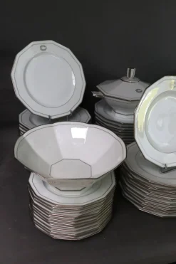 New Pamono Art Deco Porcelain Dinner Service, Set of 66