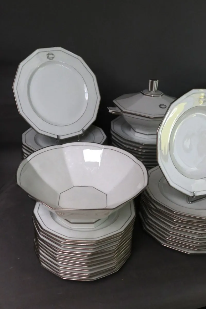 New Pamono Art Deco Porcelain Dinner Service, Set of 66