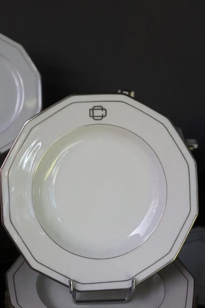 New Pamono Art Deco Porcelain Dinner Service, Set of 66