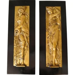 Pamono Art Deco Reliefs with the Nymphs of the Fountain, Early 20th Century, Bronzes, Set of 2> Art Deco