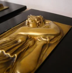 Pamono Art Deco Reliefs with the Nymphs of the Fountain, Early 20th Century, Bronzes, Set of 2><noscript><img width=