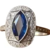 Outlet Pamono Art Deco Ring of Blue Sapphire and Diamonds Mounted in Platinum, 1925