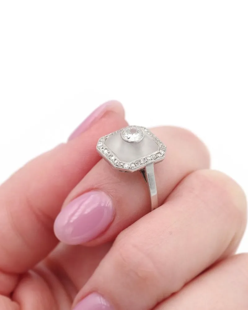 New Pamono Art Deco Rock Crystal Ring