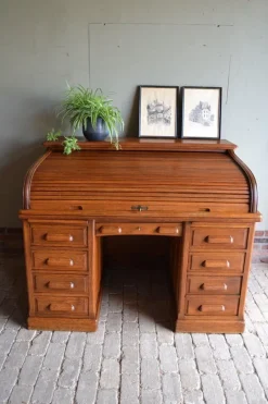 Online Pamono Art Deco Roller Shutter Secretaire in Oak