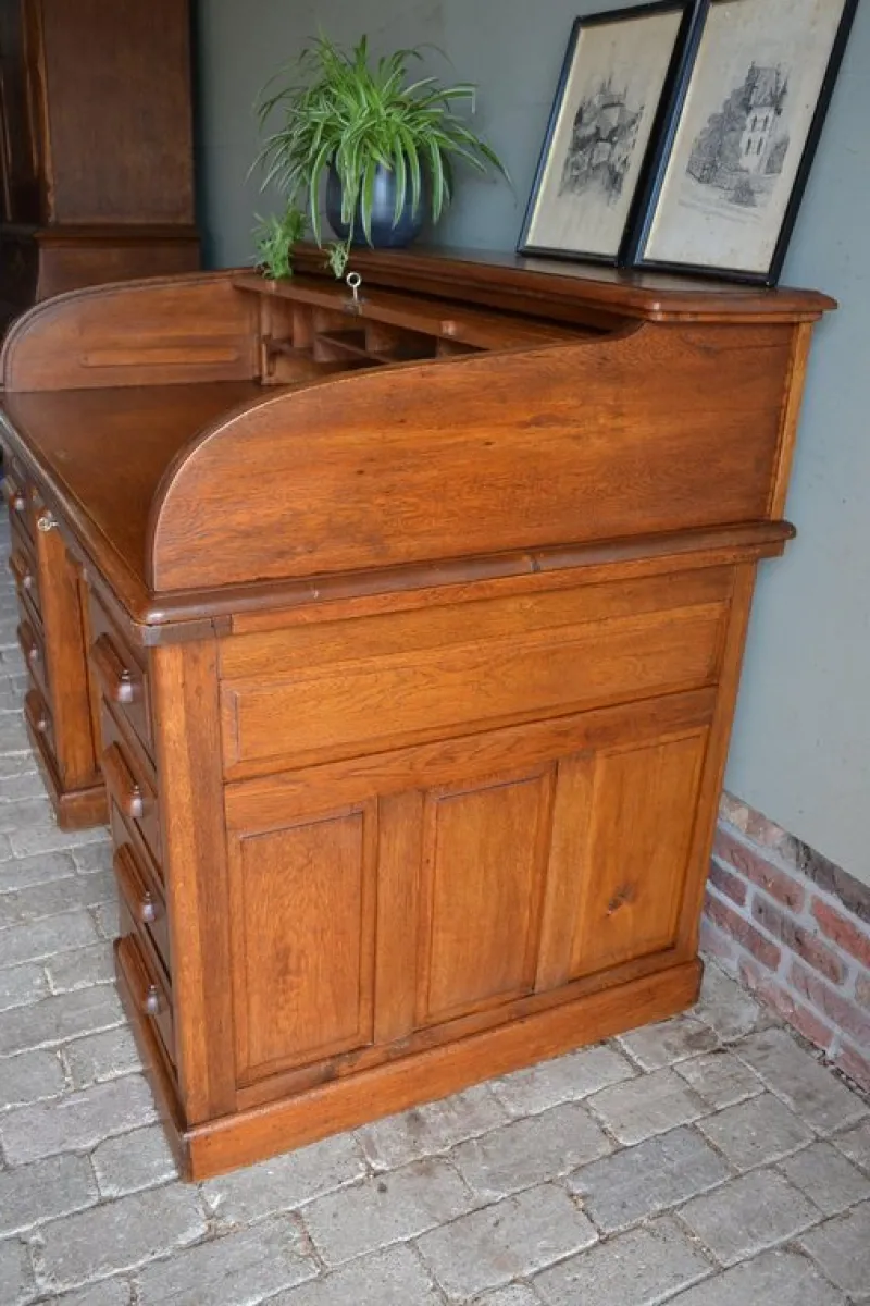 Online Pamono Art Deco Roller Shutter Secretaire in Oak