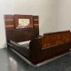 Pamono Art Deco Rosewood & Walnut Bed Frame with Carved Headboard by Ducrot, 1922> Beds & Bedroom Sets