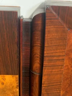 Pamono Art Deco Rosewood & Walnut Bed Frame with Carved Headboard by Ducrot, 1922><noscript><img width=
