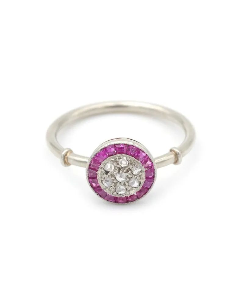 Hot Pamono Art Deco Ruby Target Ring