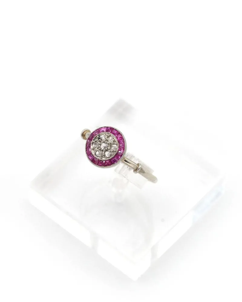 Hot Pamono Art Deco Ruby Target Ring