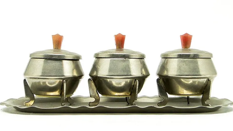 Hot Pamono Art Deco Salt Holder Set, Poland, 1950s, Set of 4