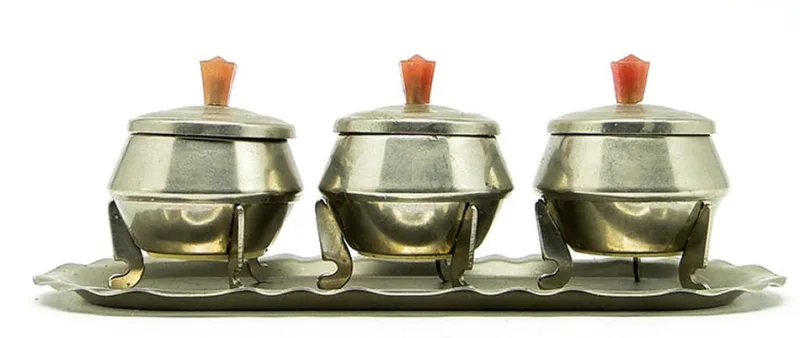 Hot Pamono Art Deco Salt Holder Set, Poland, 1950s, Set of 4
