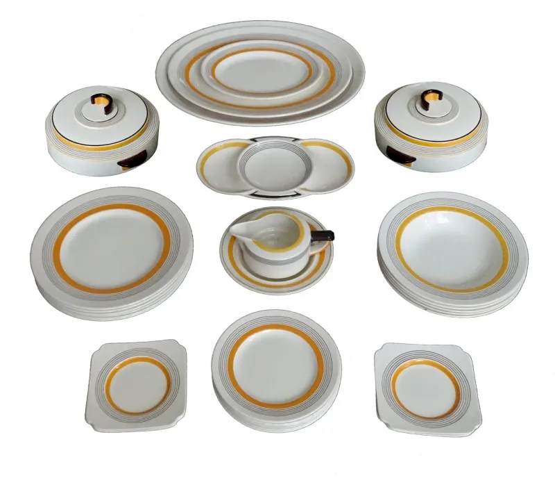 Pamono Art Deco Service from Royal Doulton, 1930s, Set of 27> Dinner Plates & Bowls