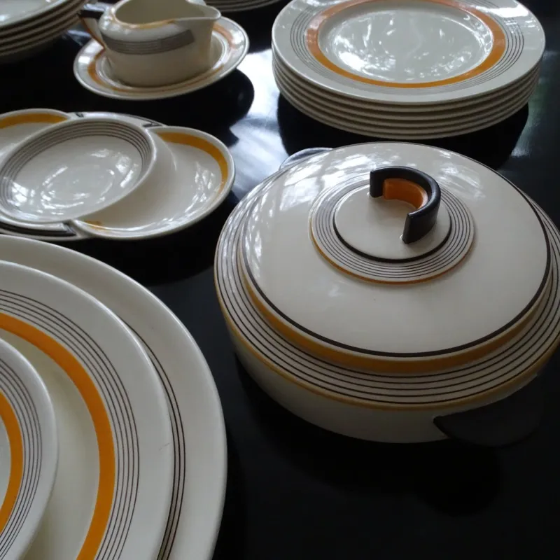 Pamono Art Deco Service from Royal Doulton, 1930s, Set of 27> Dinner Plates & Bowls