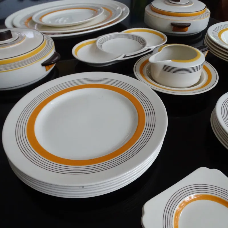 Pamono Art Deco Service from Royal Doulton, 1930s, Set of 27> Dinner Plates & Bowls