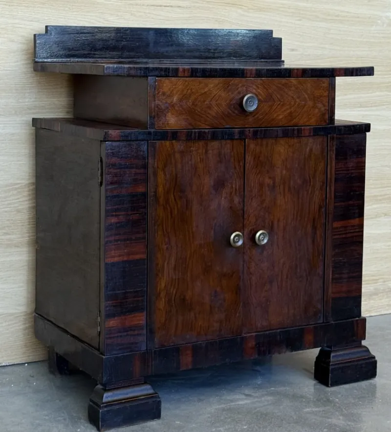 Pamono Art Deco Side Cabinets or Nightstands with Ebonized Details and Drawers, 1950s, Set of 2