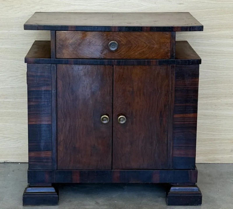 Pamono Art Deco Side Cabinets or Nightstands with Ebonized Details and Drawers, 1950s, Set of 2
