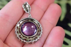 Pamono Art Deco Silver and Amethyst Pendant by Lespous Maurice, France, 1920s><noscript><img width=