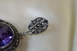 Pamono Art Deco Silver and Amethyst Pendant by Lespous Maurice, France, 1920s><noscript><img width=