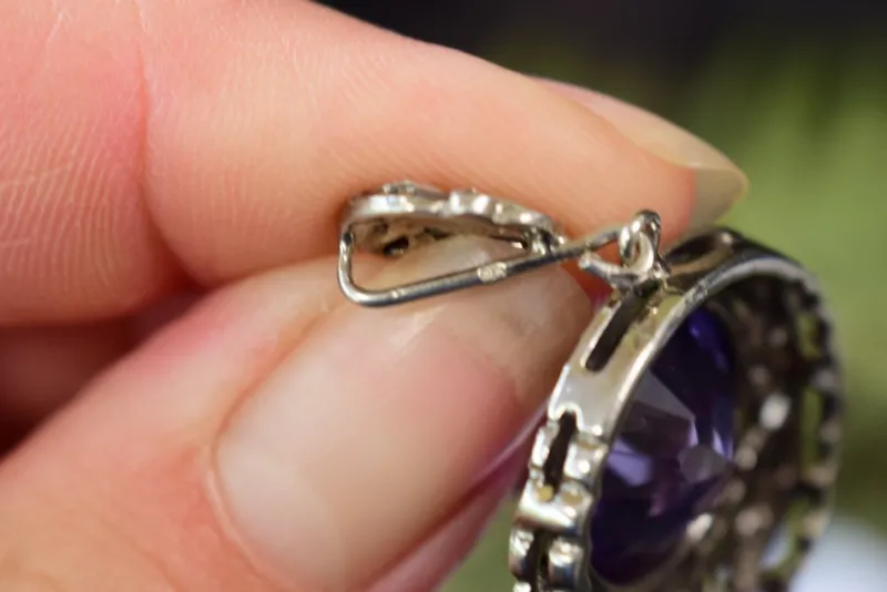 Pamono Art Deco Silver and Amethyst Pendant by Lespous Maurice, France, 1920s> Necklaces