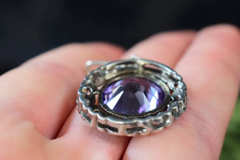 Pamono Art Deco Silver and Amethyst Pendant by Lespous Maurice, France, 1920s> Necklaces