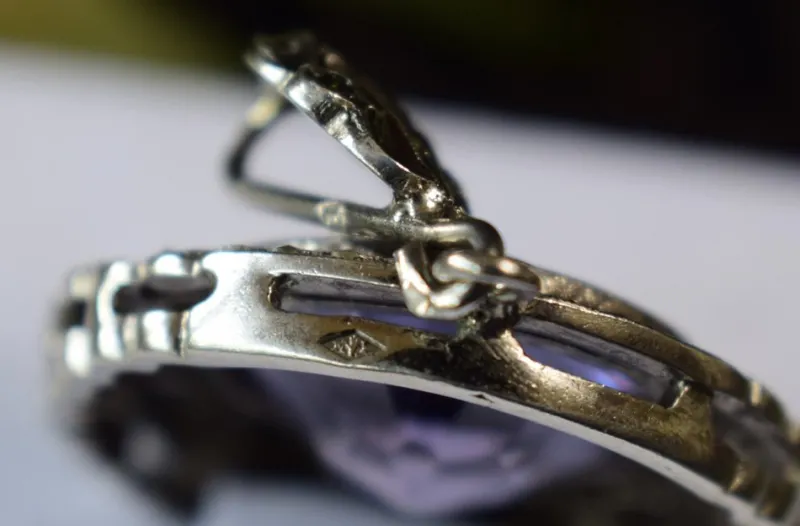 Pamono Art Deco Silver and Amethyst Pendant by Lespous Maurice, France, 1920s> Necklaces