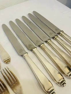 Pamono Art Deco Silver Cutlery, 1920s, Set of 36><noscript><img width=
