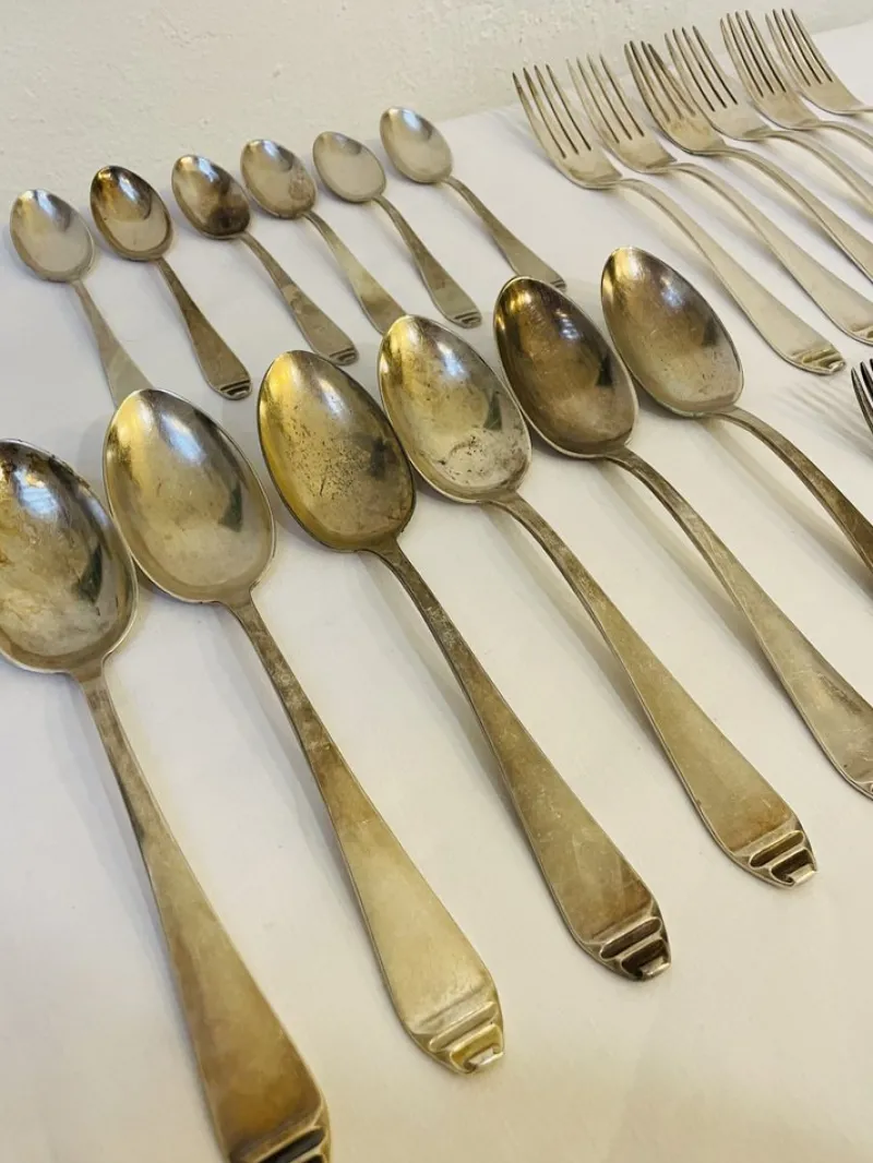 Pamono Art Deco Silver Cutlery, 1920s, Set of 36> Cutlery & Serving Utensils