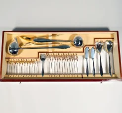 Pamono Art Deco Silver Cutlery Set for 12 in Showcase attributed to Bruckmann &Sons Germany, 1920s, Set of 140><noscript><img width=