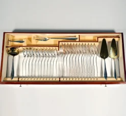 Pamono Art Deco Silver Cutlery Set for 12 in Showcase attributed to Bruckmann &Sons Germany, 1920s, Set of 140><noscript><img width=
