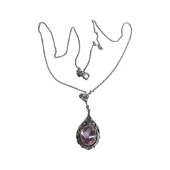 Pamono Art Deco Silver Necklace with Amethyst and Marcasite, 1920s> Necklaces