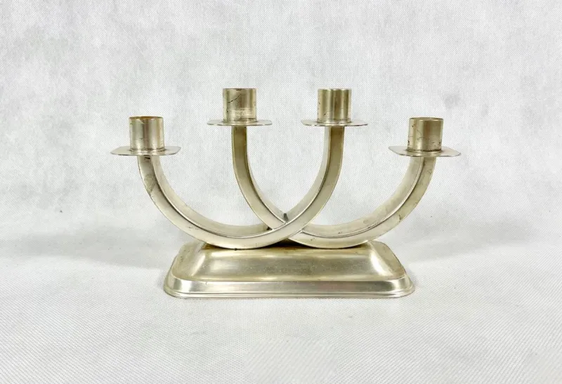 Hot Pamono Art Deco Silver Plated Candleholder from Quist, Esslingen, 1950s