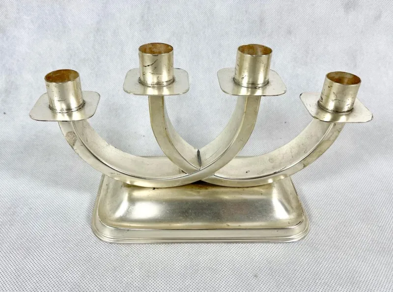 Hot Pamono Art Deco Silver Plated Candleholder from Quist, Esslingen, 1950s