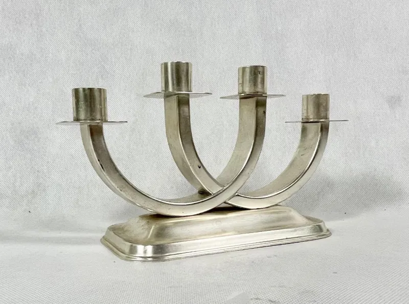 Hot Pamono Art Deco Silver Plated Candleholder from Quist, Esslingen, 1950s