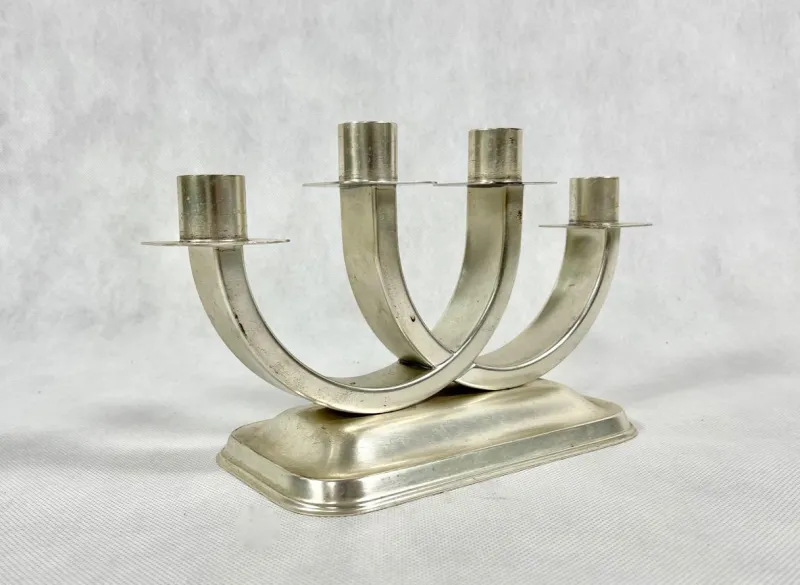 Hot Pamono Art Deco Silver Plated Candleholder from Quist, Esslingen, 1950s