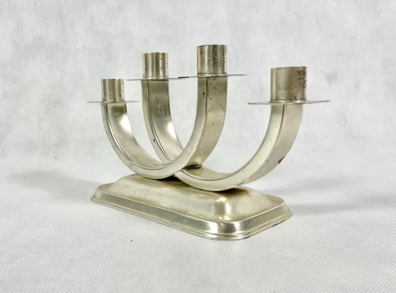 Hot Pamono Art Deco Silver Plated Candleholder from Quist, Esslingen, 1950s