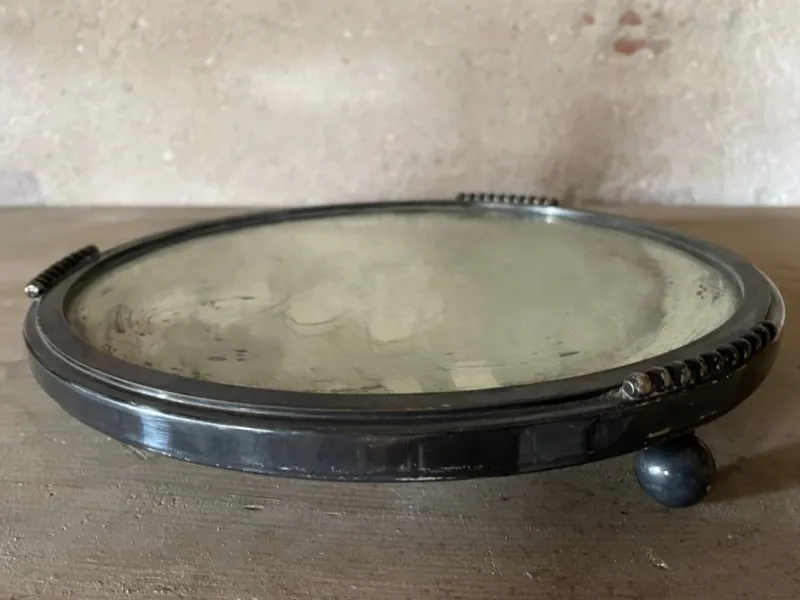 Hot Pamono Art Deco Silver Plated Metal & Mirror Tray, 1920s