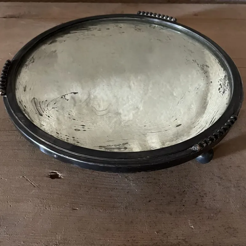 Hot Pamono Art Deco Silver Plated Metal & Mirror Tray, 1920s