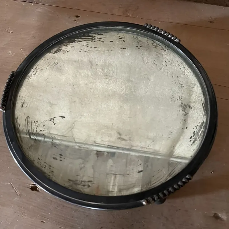 Hot Pamono Art Deco Silver Plated Metal & Mirror Tray, 1920s