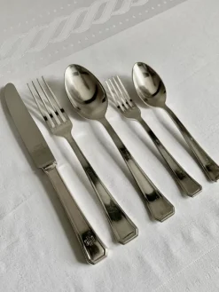 Pamono Art Deco Silver-Plated Cutlery Set with GHM Monogram from Wiskemann, Belgium, 1935, Set of 40><noscript><img width=