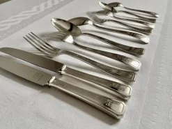 Pamono Art Deco Silver-Plated Cutlery Set with GHM Monogram from Wiskemann, Belgium, 1935, Set of 40><noscript><img width=