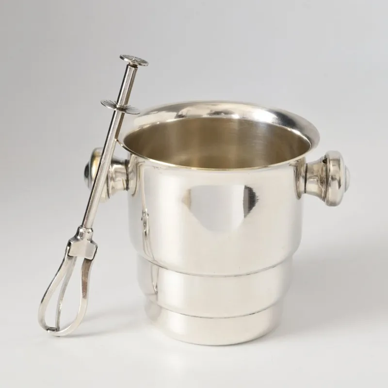 Online Pamono Art Deco Silver-Plated Ice Bucket with Mechanical Tongs, 1930s, Set of 2