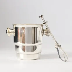 Online Pamono Art Deco Silver-Plated Ice Bucket with Mechanical Tongs, 1930s, Set of 2