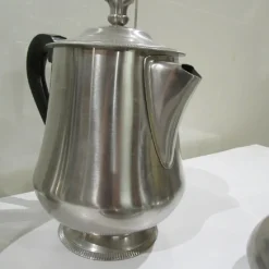 Pamono Art Deco Stainless Steel Coffee & Tea Set from Létang & Rémy, 1980s, Set of 6><noscript><img width=