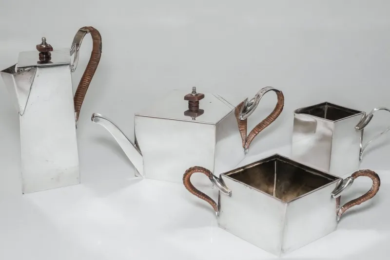 Clearance Pamono Art Deco Sterling Silver Tea and Coffee Service by Mappin & Webb, Set of 4