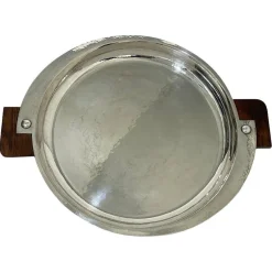 Discount Pamono Art Deco Sterling Silver Round Serving Tray in Hanau Silver, 1934