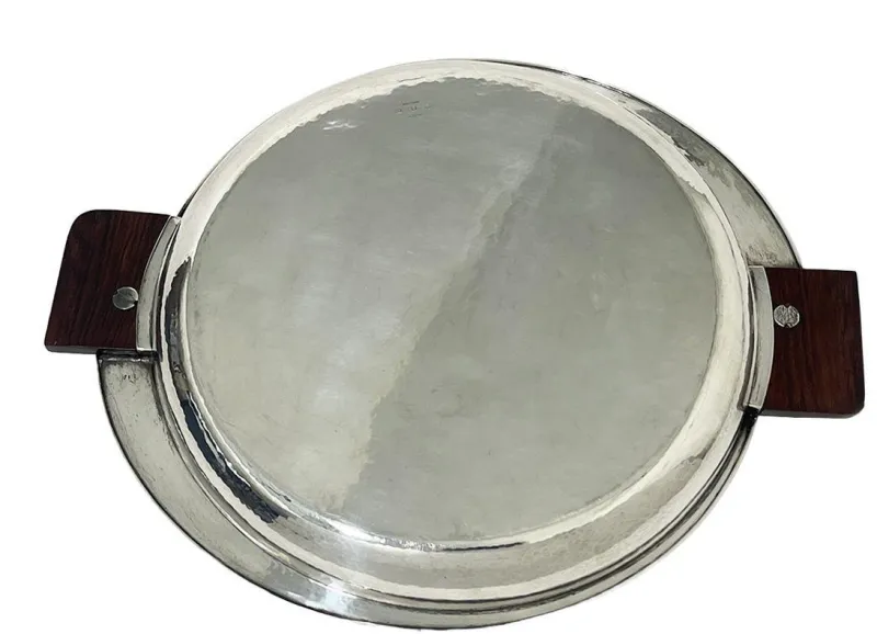 Discount Pamono Art Deco Sterling Silver Round Serving Tray in Hanau Silver, 1934