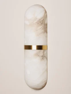Pamono Art Deco Style Alabaster and Metal Wall Light by Henri Paris><noscript><img width=