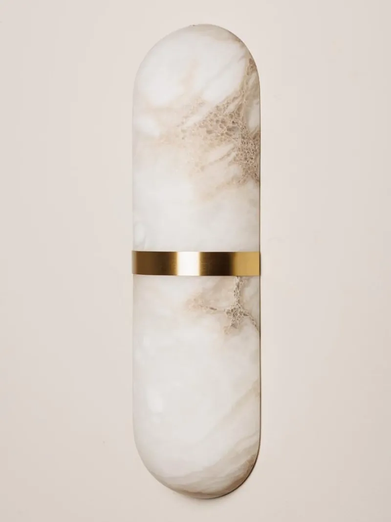 Pamono Art Deco Style Alabaster and Metal Wall Light by Henri Paris> Wall Lights & Sconces