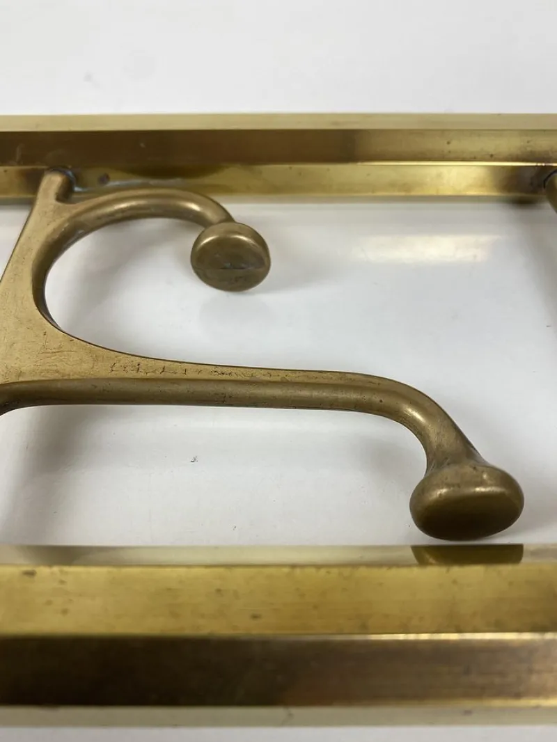 Pamono Art Deco Style Brass Coat Rack With Foldable Hooks, Austria, 1940s> Racks, Hooks & Valets