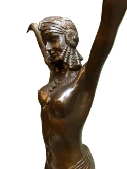Pamono Art Deco Style Bronze Ballerina on Marble Base by J. B. Deposee><noscript><img width=